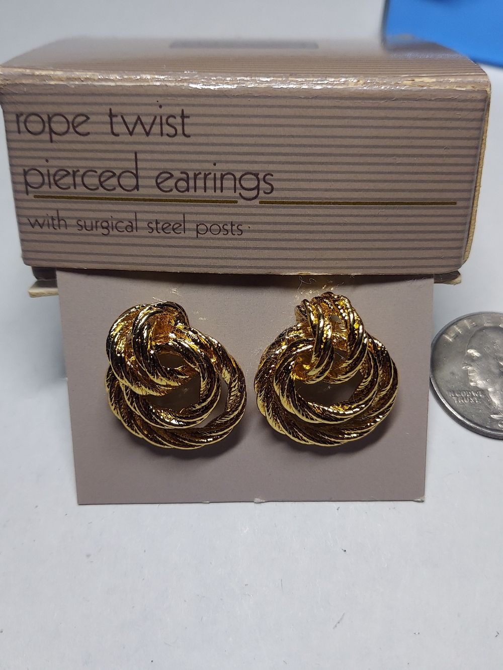 Vintage Avon Gold Rope Twist Knot Earrings